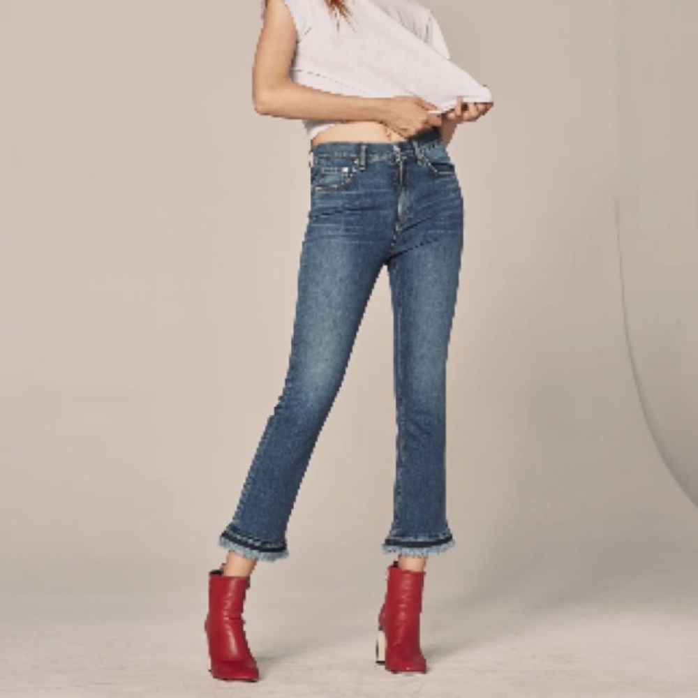 Rag & Bone Hana Jeans Color Croyden Size 28 High Rise Cropped Straight Leg